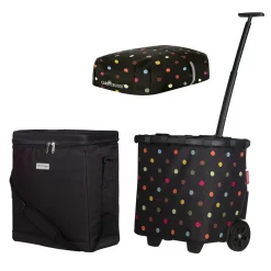 Reisenthel Carrycruiser Black Dots + Cover + Anndora Kühlbox 32 L Schwarz - Schwarz-gepunktet
