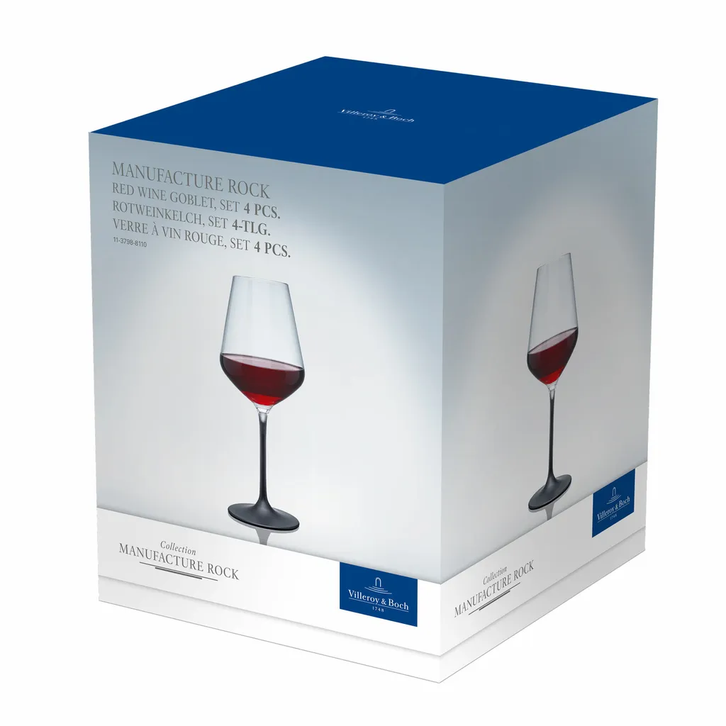Villeroy & Boch Rotweinkelch, Manufacture Rock Klar,schwarz, 4 Tlg. – Bild 5