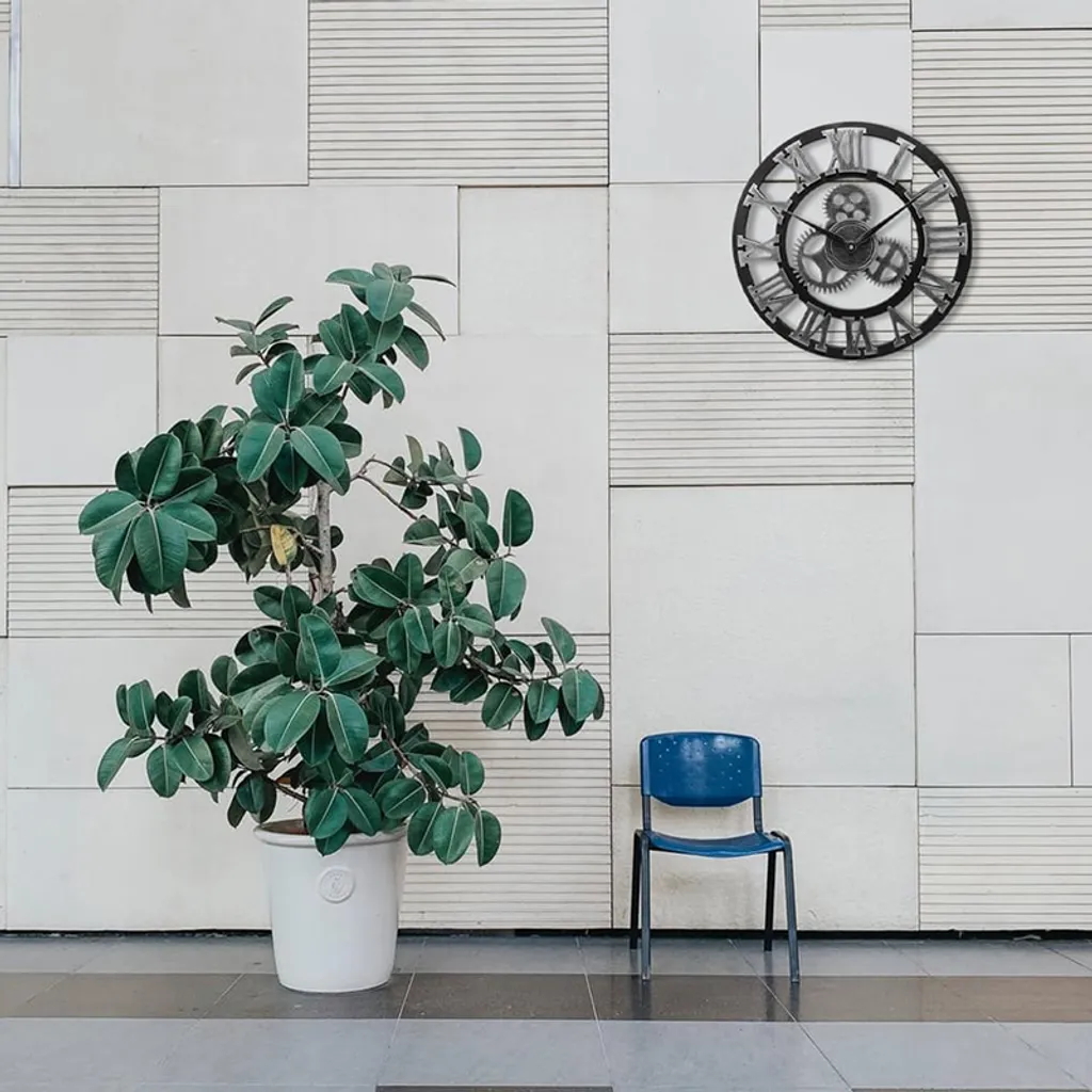 LOZAYI Industrial Gear Wanduhr Dekorative Wanduhr Industrial Style Wanduhr , 40cm Silber – Bild 6