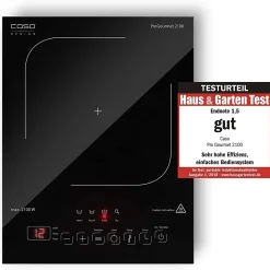 CASO ProGourmet 2100 Induktionskochplatte Mobil, Smart Control 2100 Watt, 4 Direkt- Und Warmhaltefunktion 60-240°C, Überhitzungsschutz, Glaskeramik