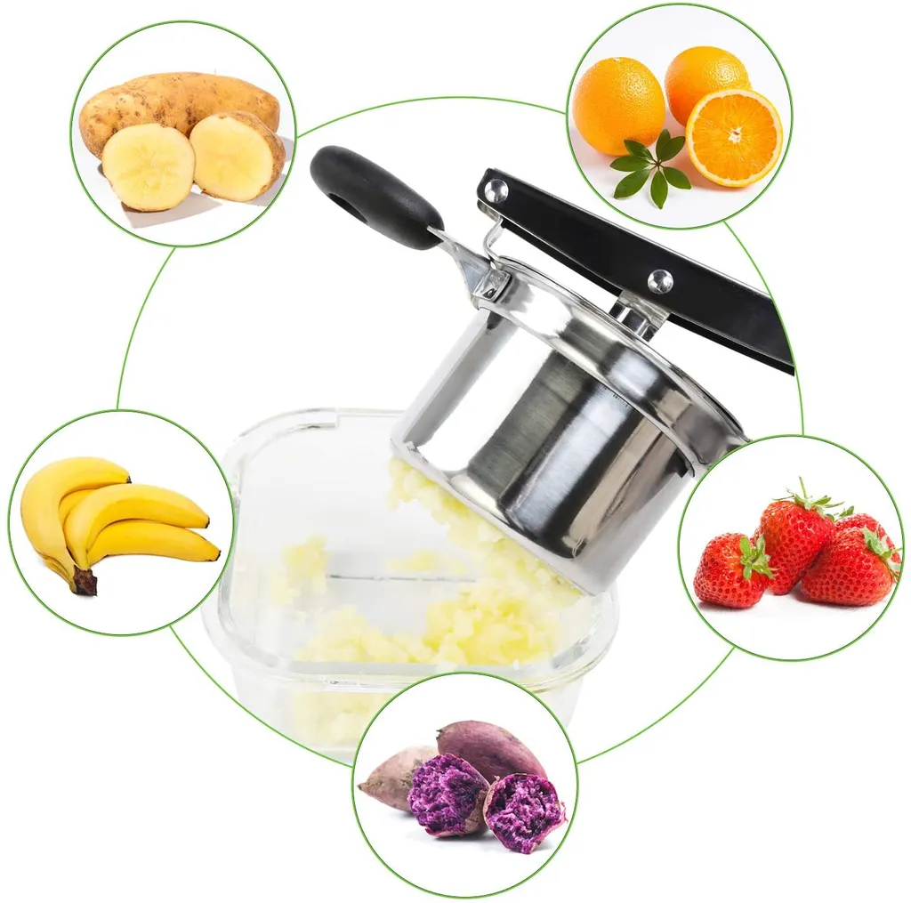 Jormftte Kartoffelpresse Aus Edelstahl, Spätzlepresse, Professionelle Spätzlechef Mit 3 Lochscheiben, Kartoffelpresse Für Kartoffelpüree, Obstsäfte, Gemüsebrei, Presse Ricer – Bild 7