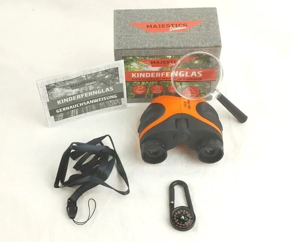 Majestics Fernglas Für Kinder Kinderfernglas Mit Lupe Kompass Und Tasche 8-fachem Zoom – Bild 2