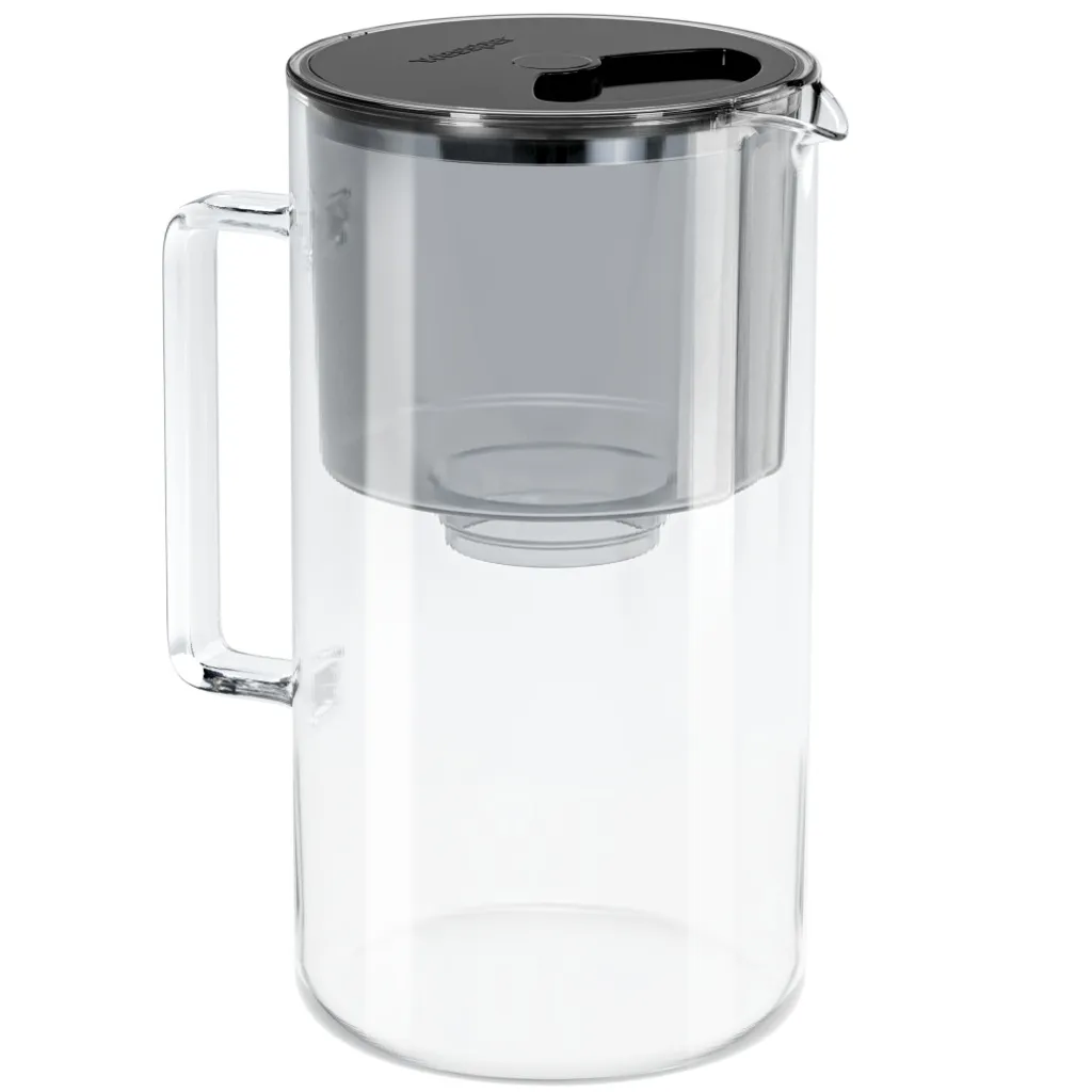 Wessper AquaClassic Set - Kristalliner Glaskrug 2.5L Schwarz + 5x Wasserfilter – Bild 2