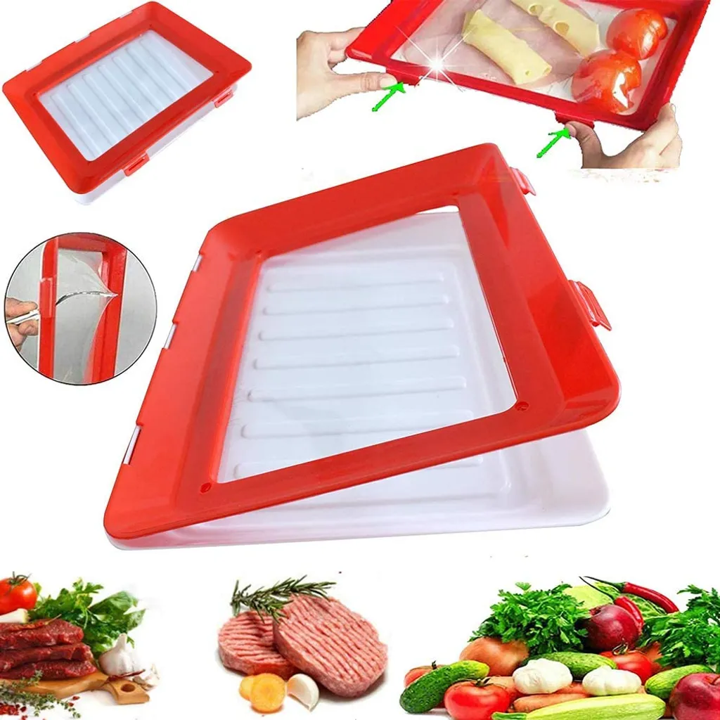 Jormftte Konservierungsschale Für Lebensmittel Waste Food Preservation Tray Vakuum Frische Aufbewahrung Tablett Mit Elastischen Film Schnalle Dichtung Vorratsbehälter Set Küchenhelfer (4pcs) – Bild 3