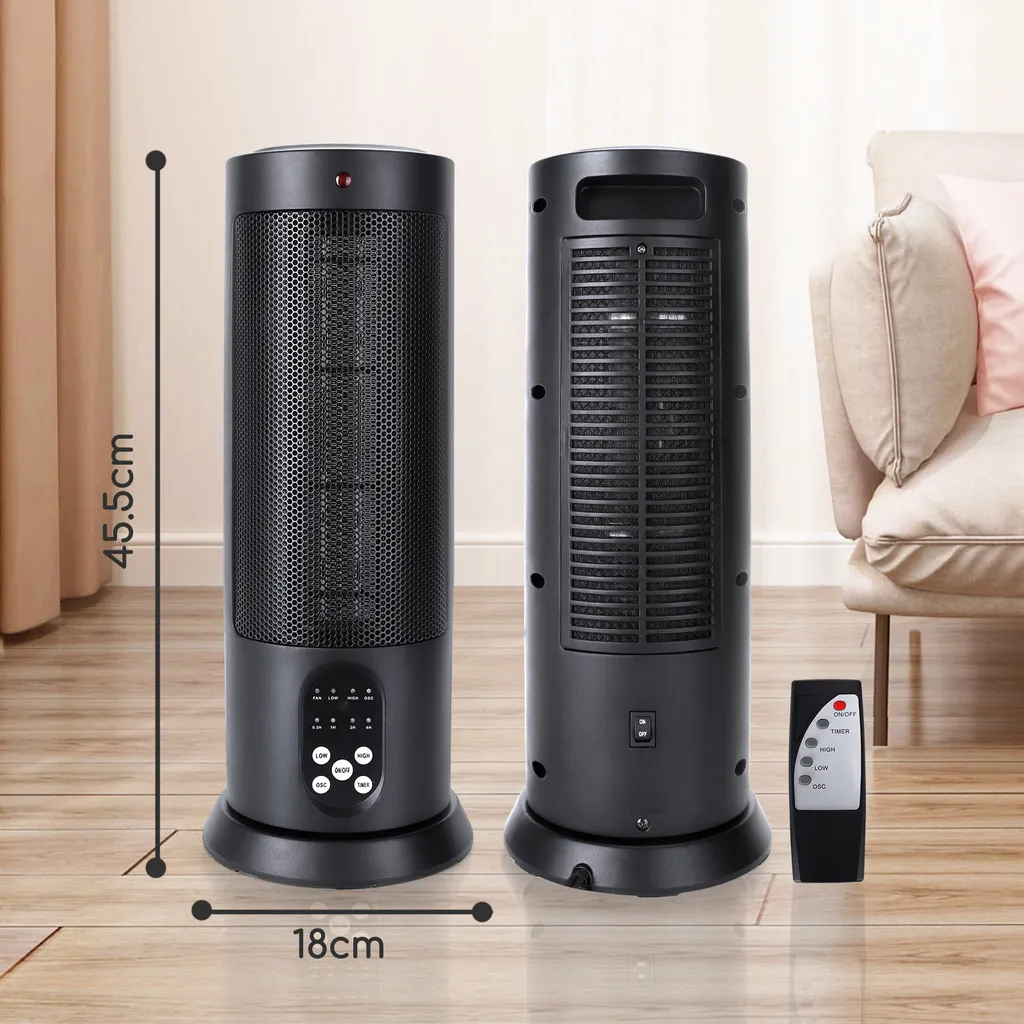 Aigostar Bert - PTC Keramik Heizlüfter Mit Fernbedienung, 3 Mode Heizstufen, 70° Oszillation, Leise Und Energiesparend Heizleistung 2000W, 7.5 H Timer, Heizung Heater Schnellheizer, Schwarz – Bild 8