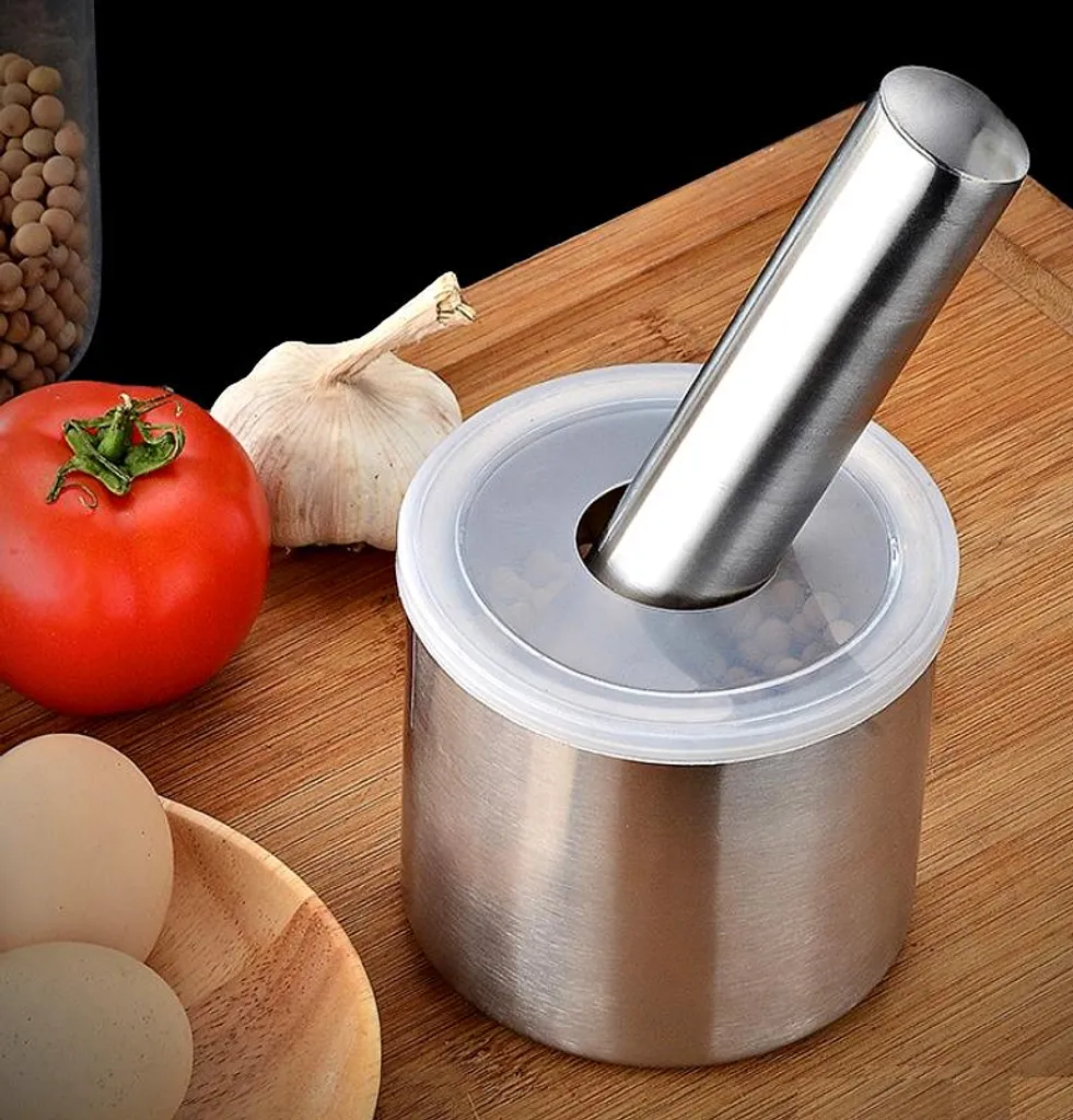 BAYLI - Edelstahl Mörser Mit Stößel & Deckel - Massiver Gewürzmörser Für Die Küche - Bruchfeste Kräutermühle - Gewürzmühle Für Kräuter Und Gewürze - Tabletten Zerkleiner - Tablettenmörser - KitchenAid – Bild 7