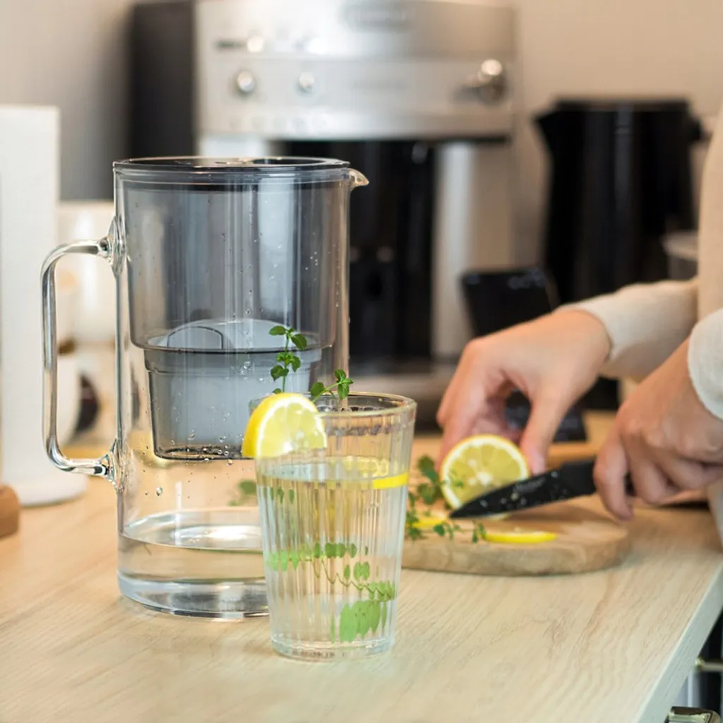 Glas Wasserfilter Wessper 2,5 L Mit 10 Filterkartuschen, Kompatibel Mit Brita Maxtra Schwarz – Bild 3
