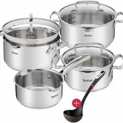 Tefal G719S734 DUETTO 8-tlg.Set 3x Kochtopf/Glasdeckel + Stieltopf + Suppenkelle