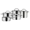 WMF Mini Topfset Klein 5-teilig, Cromargan Edelstahl Poliert, Töpfe Mit Metalldeckel, Induktionstöpfe, Topf Induktion, Stapelbar, Ideal Für Kleine Portionen Oder Singlehaushalte
