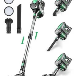 Akku Staubsauger Kabellos, Vactidy V8 Kabelloser Staubsauger Mit Abnehmbarem Akku, 22KPa Saugkraft Für Hartholzböden, Bis Zu 35min Laufzeit, Leichter Staubsauger Für Teppich- Und Tierhaarreinigung