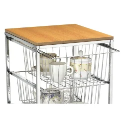 CARO-Möbel Servierwagen RONJA Küchenwagen Küchentrolley Beistellwagen Verchromt Auf Rollen, 4 Drahtkörbe