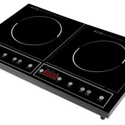 Topmatic DIP.4200.2 Doppel-Induktionskochfeld Induktion Kochplatten Herd 2000W+1400W Schwarz Reise Camping Kocher Herdplatte Kochfeld