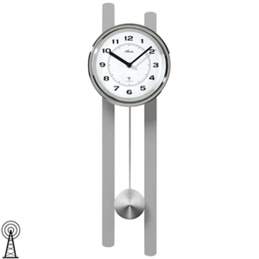 Atlanta 5105/19 Wanduhr Funk Funkwanduhr Mit Pendel Silbern Pendeluhr – Bild 4