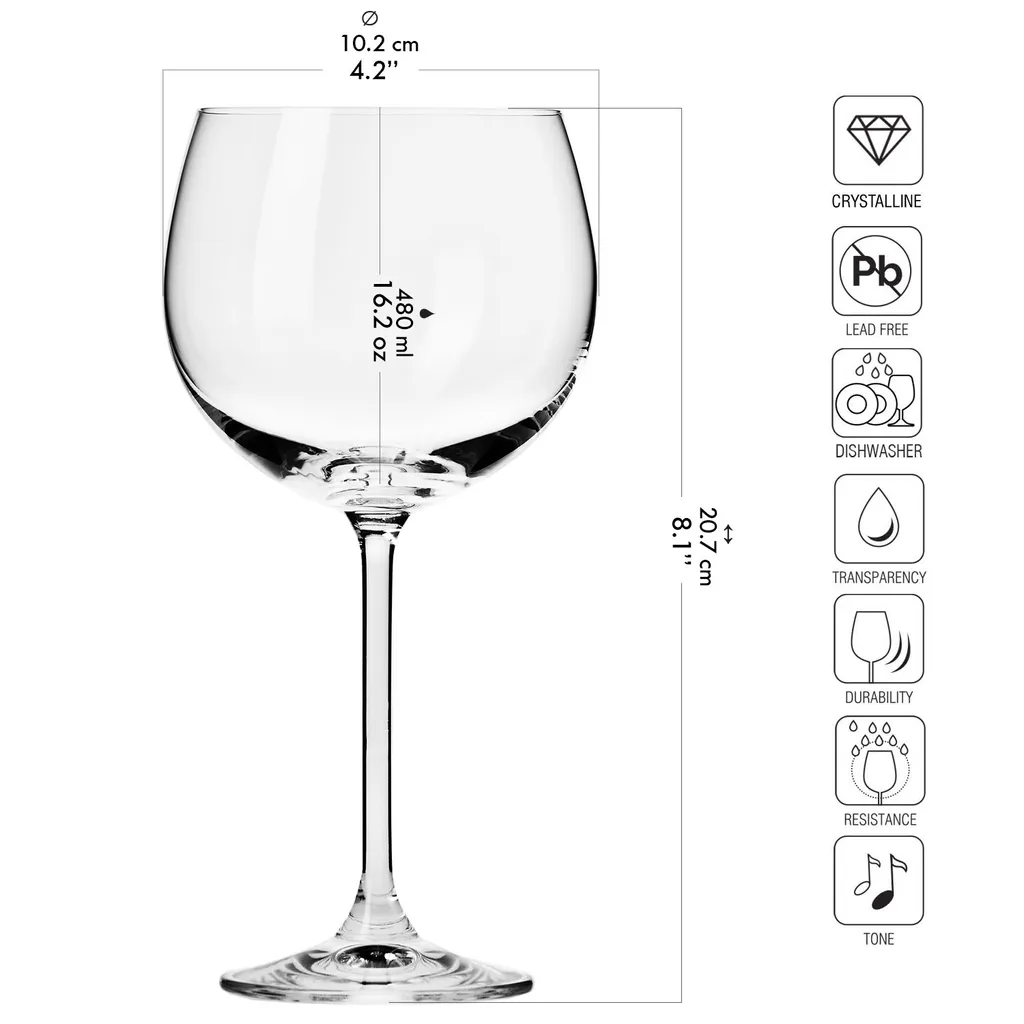 KROSNO Venezia Gin Tonic Wassergläser, 6er-Set, 480 Ml – Bild 12