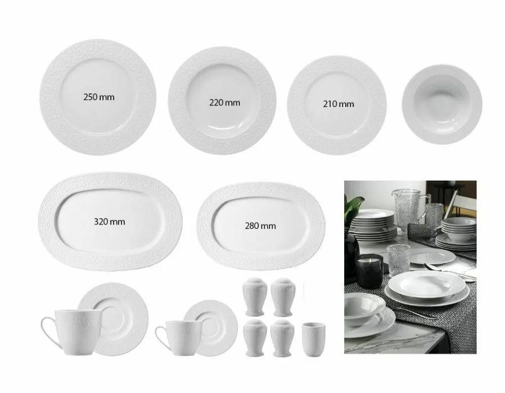 Kütahya Porselen 83 Teilig Acelya Tafelservice Porzellan Essservice 12 Personen – Bild 13