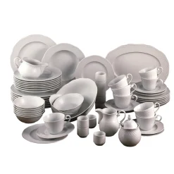 Creatable Porzellanhaus CreaTable 16072 Kombiservice Arianne Für 8 Personen + Uni, Porzellan, Weiß (1 Set, 61-teilig)