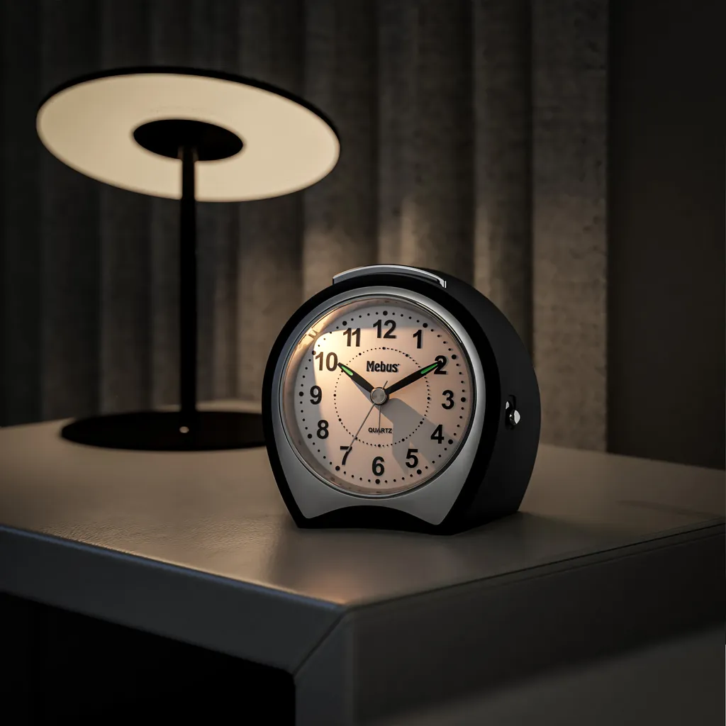Mebus Lautloser, Extragroßer Quarz-Wecker Ohne Ticken, Mit Beleuchtung, Gut Lesbarem Zifferblatt, Großer Schalter Für Alarm – Bild 4