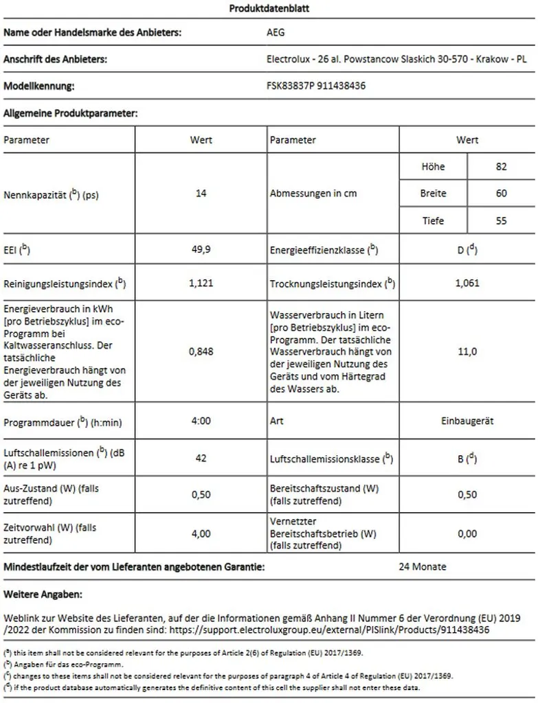 AEG - FSK83837P - Vollintegrierbarer Geschirrspüler - ComfortLift - 60 Cm – Bild 7