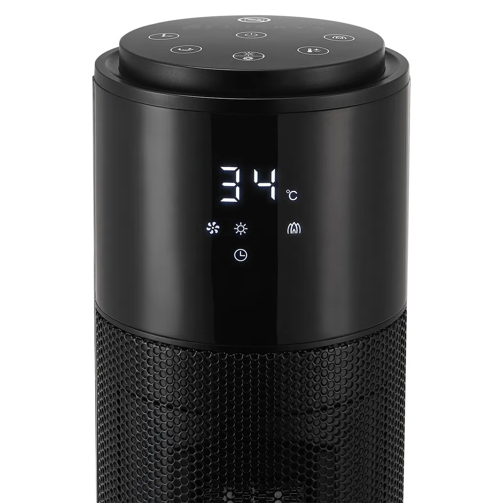 Juskys Turm-Keramik-Heizer – Elektrischer Heizlüfter Mit LCD Display & Fernbedienung, 1000 / 2000W, Kamineffekt, Timer, Oszillation & Umkippschutz – Bild 7