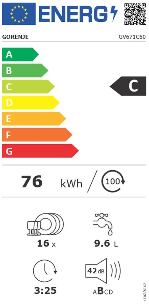 Gorenje GV 671C 60 Vollintegrierbarer Geschirrspüler / 60cm / 16 Maßgedecke / Höhenverstellbarer Oberkorb / SpeedWash In 15 Minuten / Automatikprogramme / Automatische Türöffnung – Bild 7