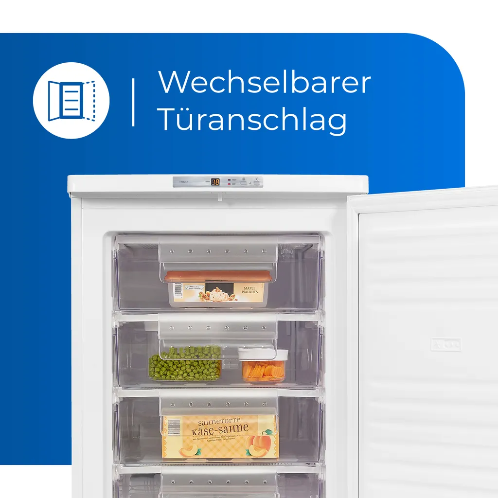 Exquisit Gefrierschrank GS80-HE-040E Weiss | Standgerät | 91 L Volumen | Weiß – Bild 5