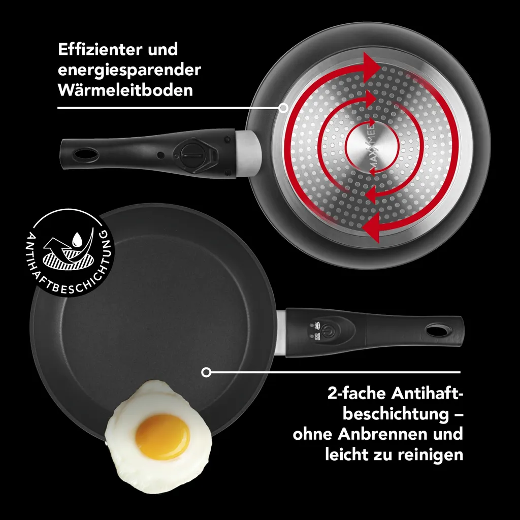 Maxxworld Pfanne Bratpfanne LED Anzeige Signalton Beschichtung Antihaft Induktion Kochen – Bild 5