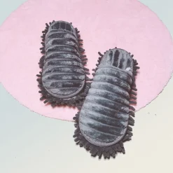 YisibaihTao 1 Paar Winter Mop Hausschuhe Waschbare Mikrofaser-Reinigungs-Bodenstaub Hausschuhe Abnehmbare Wischschuhe,Hausschuhe L Dunkelgrau