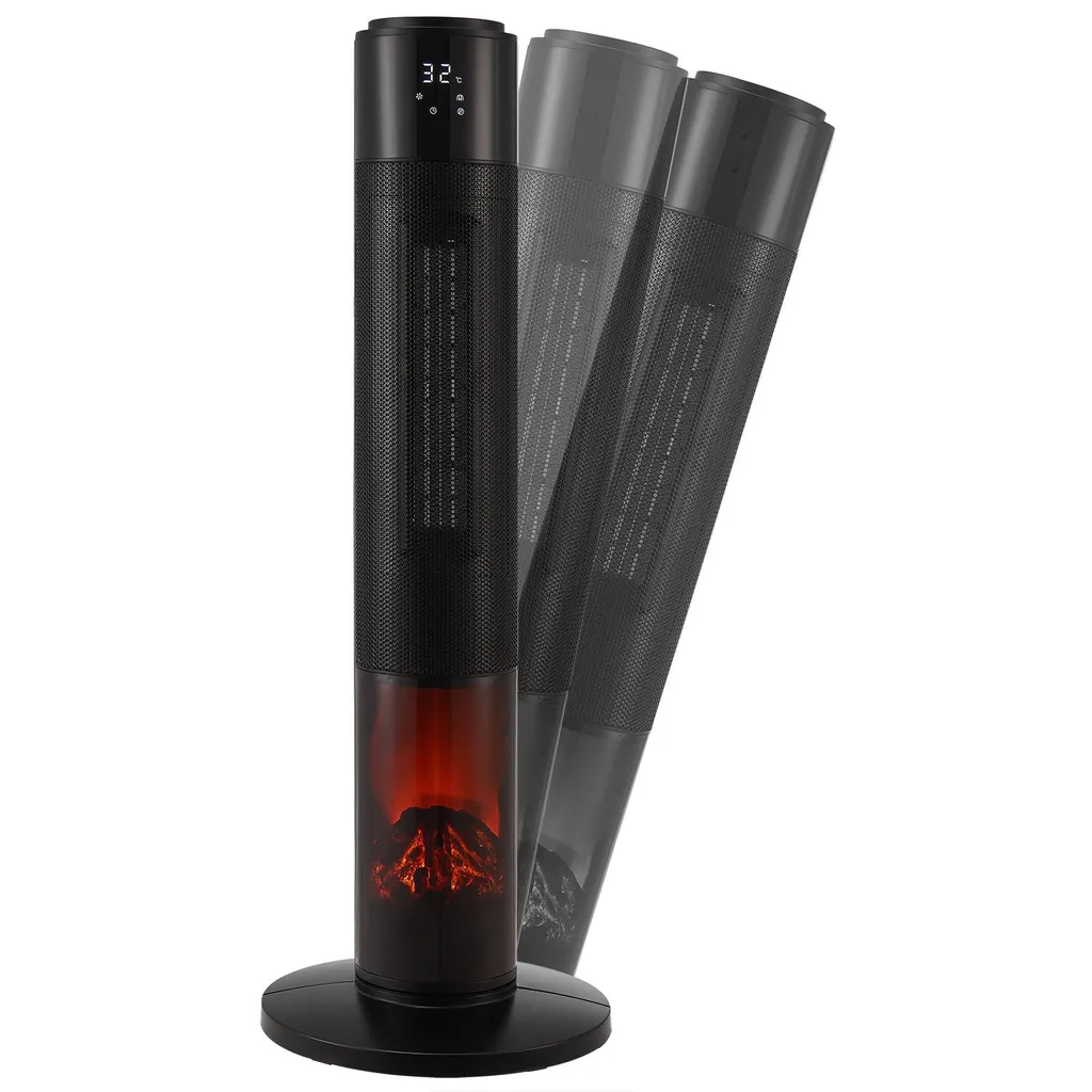 Juskys Turm-Keramik-Heizer – Elektrischer Heizlüfter Mit LCD Display & Fernbedienung, 1000 / 2000W, Kamineffekt, Timer, Oszillation & Umkippschutz – Bild 10