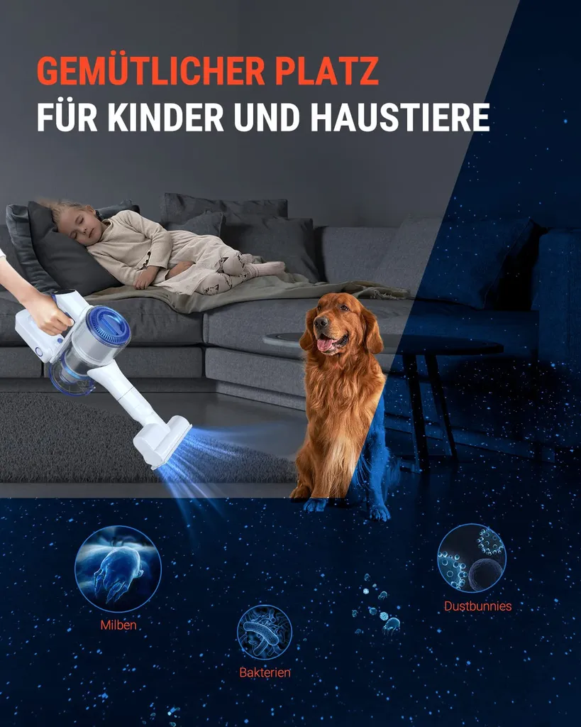 Xiaomi OSOTEK S9 Pro Akku Kanellos Staubsauger 30Kp, Handstaubsauger Mit Tierhaardüse, LED Leuchten, LED Display, Für Hartböden, Teppiche, Tierhaare – Bild 9