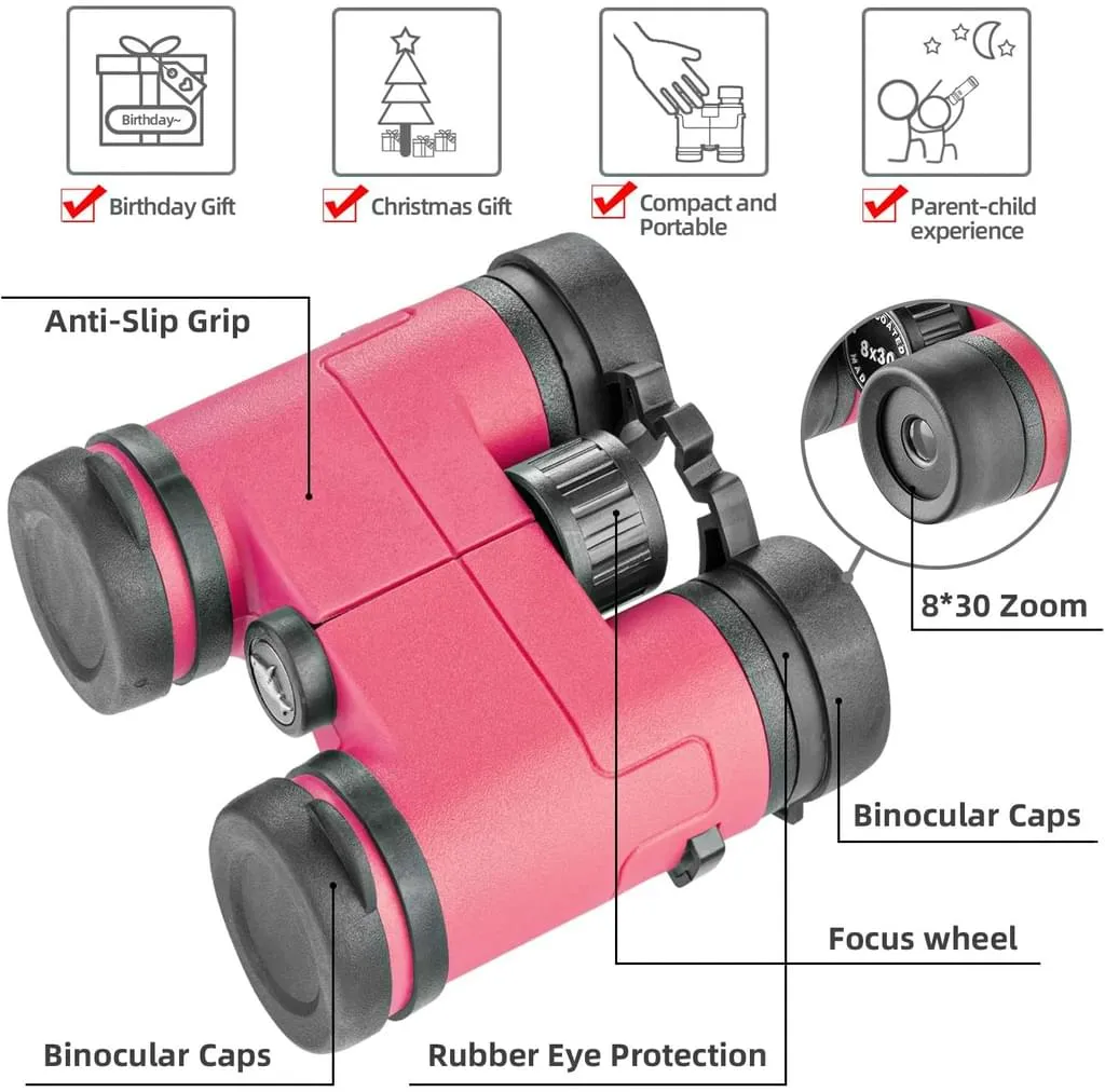 Jormftte Kompaktes, Wasserdichtes Und Stoßfestes Fernglas Für Kinder, Spielzeug, Geschenk Für 3–12 Jahre Alte Jungen Und Mädchen – Bild 4