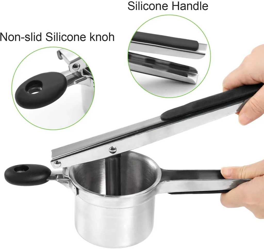 Jormftte Kartoffelpresse Aus Edelstahl, Spätzlepresse, Professionelle Spätzlechef Mit 3 Lochscheiben, Kartoffelpresse Für Kartoffelpüree, Obstsäfte, Gemüsebrei, Presse Ricer – Bild 5