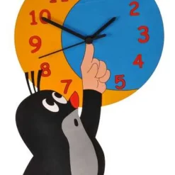 ABA-Factory ABA 74028 Wanduhr "Der Kleine Maulwurf Mit Mond" Holz