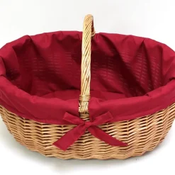 Frank-Flechtwaren Einkaufskorb 'Rote Schleife' Füllkorb Flechtkorb Natur Bügel Einkauf Flaschen