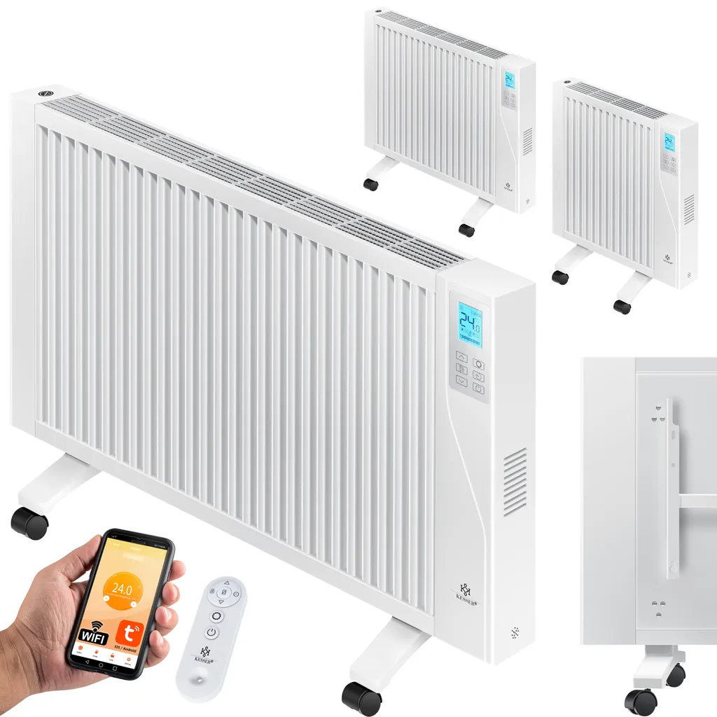 KESSER® Elektroheizkörper Infrarotheizung Energiesparend 2in1 Mobile & Wand-Konvektor Elektroheizung Mit WiFi App-Steuerung & Fernbedienung Radiator Heizung Elektrisch Heizkörper 24h Timer, Farbe:Weiß, Größe:1500W – Bild 2
