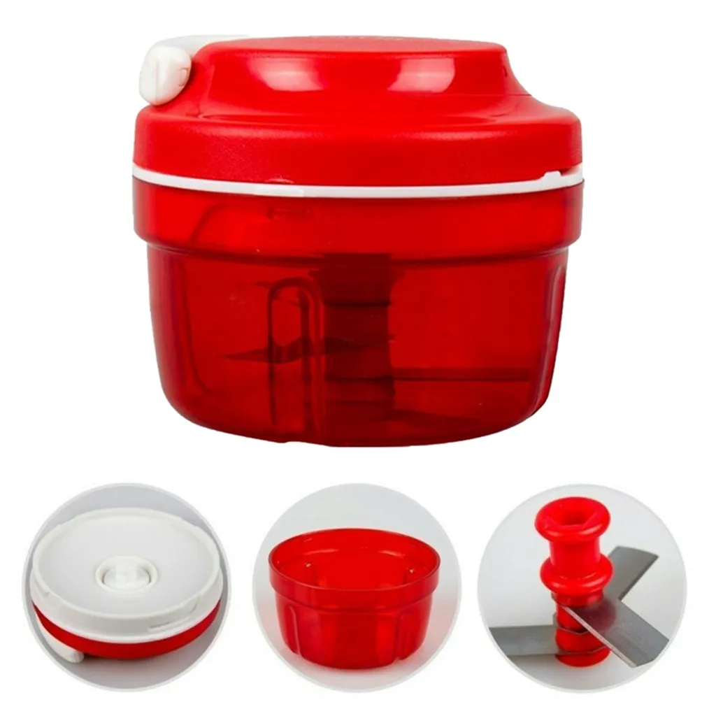 Dicollas Zerkleinerer Gemüseschneider Universal Obst Fleisch Zwiebelschneider Zwiebeln Manuelle Gemüseschneider Rot – Bild 2