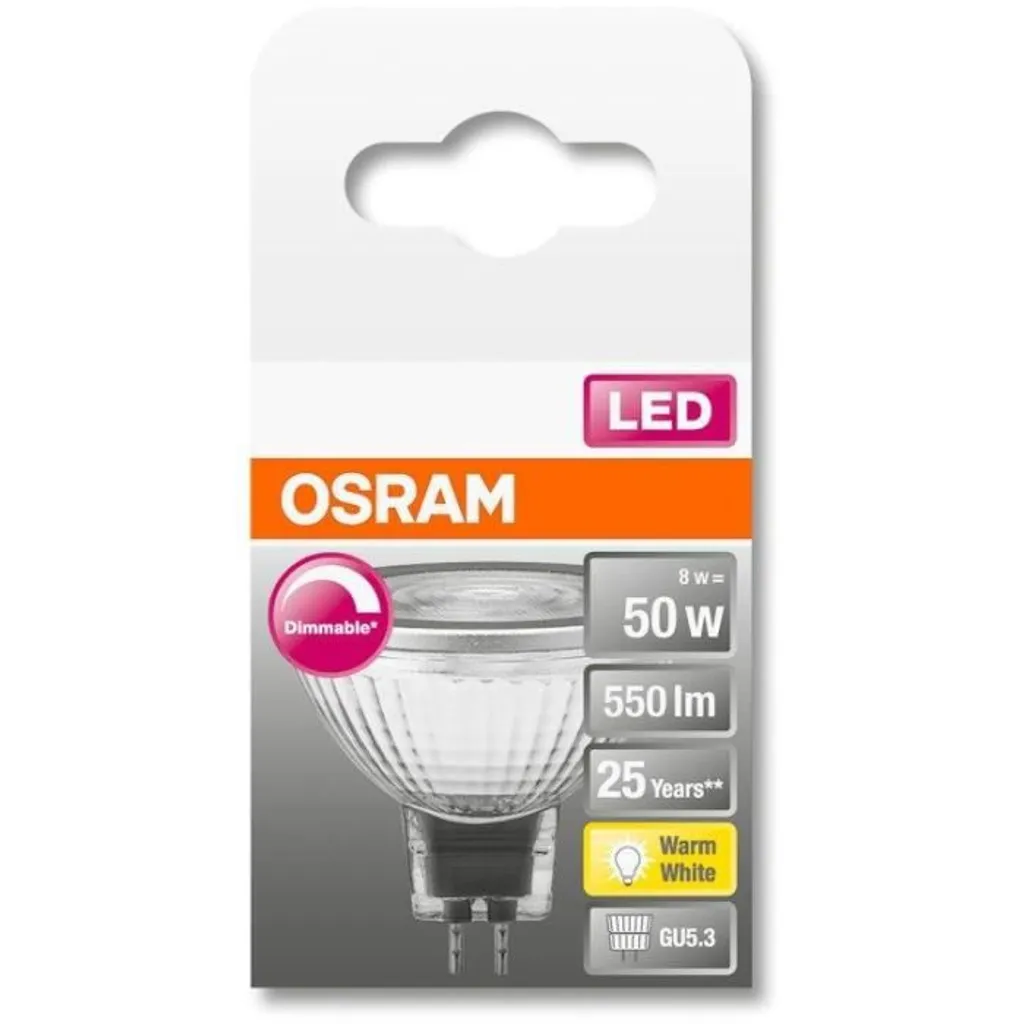 Osram LED Reflektor Super Star MR16 50 GU5.3 8W Warmweiß, Dimmbar, Klar – Bild 3