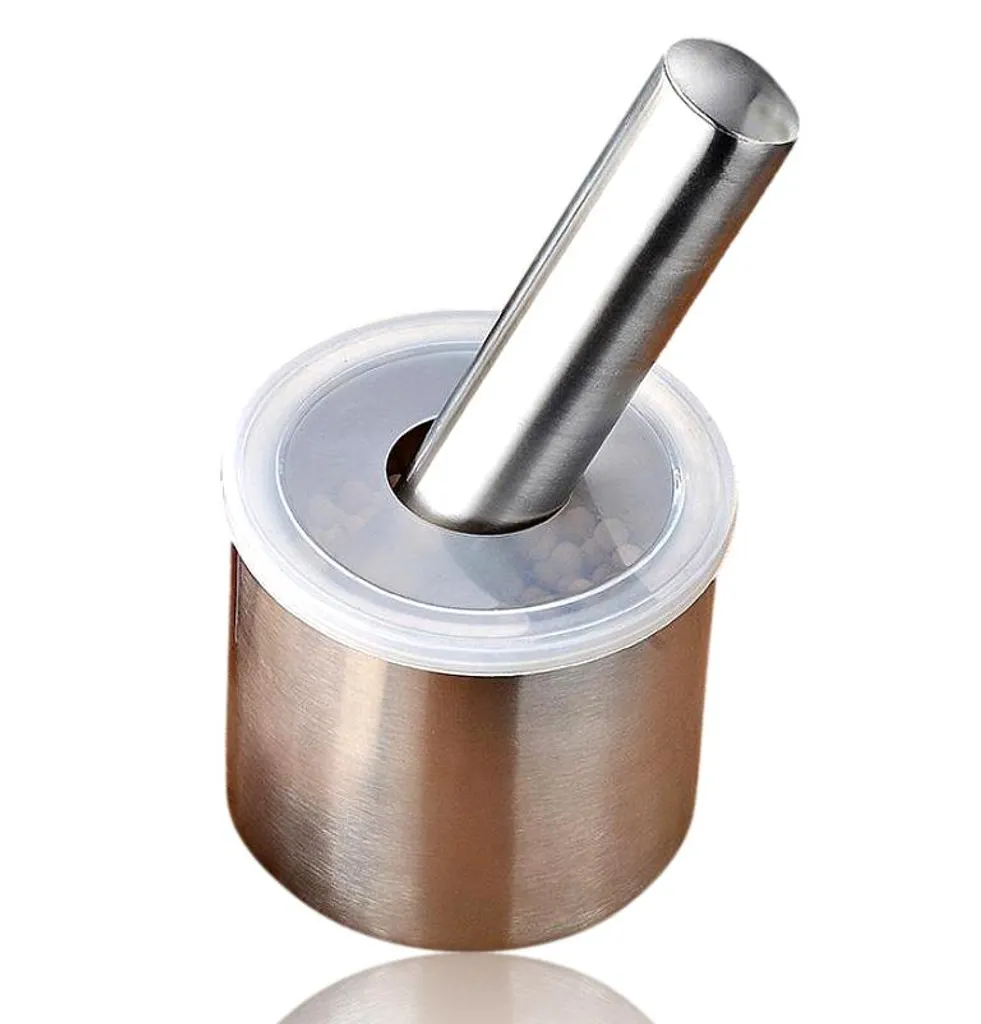 BAYLI - Edelstahl Mörser Mit Stößel & Deckel - Massiver Gewürzmörser Für Die Küche - Bruchfeste Kräutermühle - Gewürzmühle Für Kräuter Und Gewürze - Tabletten Zerkleiner - Tablettenmörser - KitchenAid – Bild 2