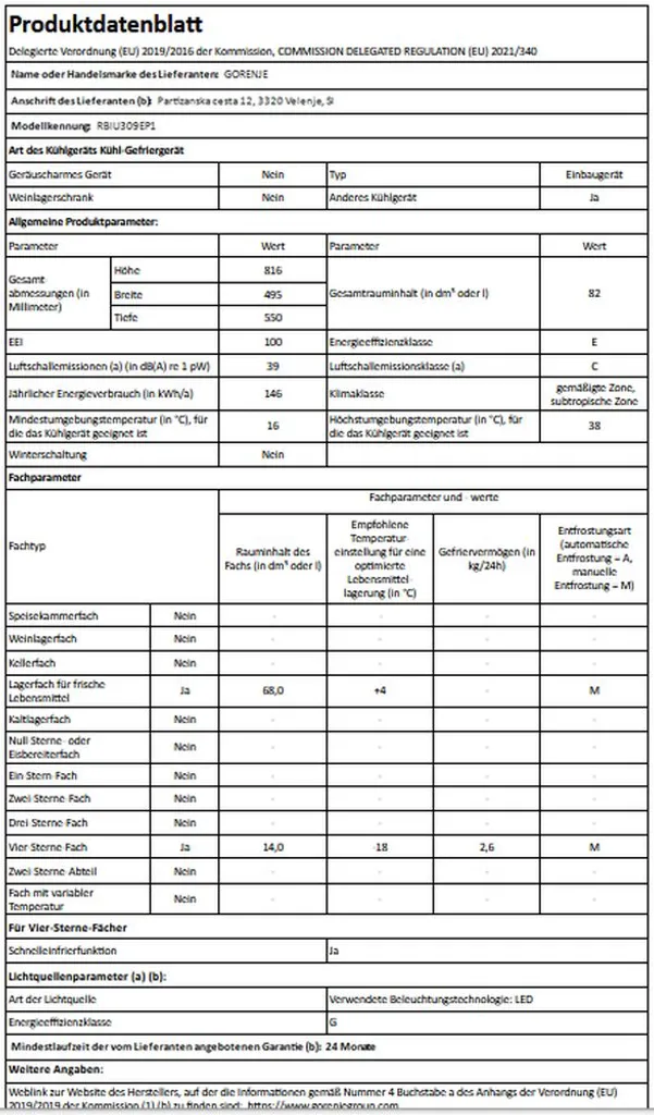 Gorenje - RBIU309EP1 - Unterbau-Kühlschrank Mit Gefrierfach -Nachbildungfähig – Bild 4