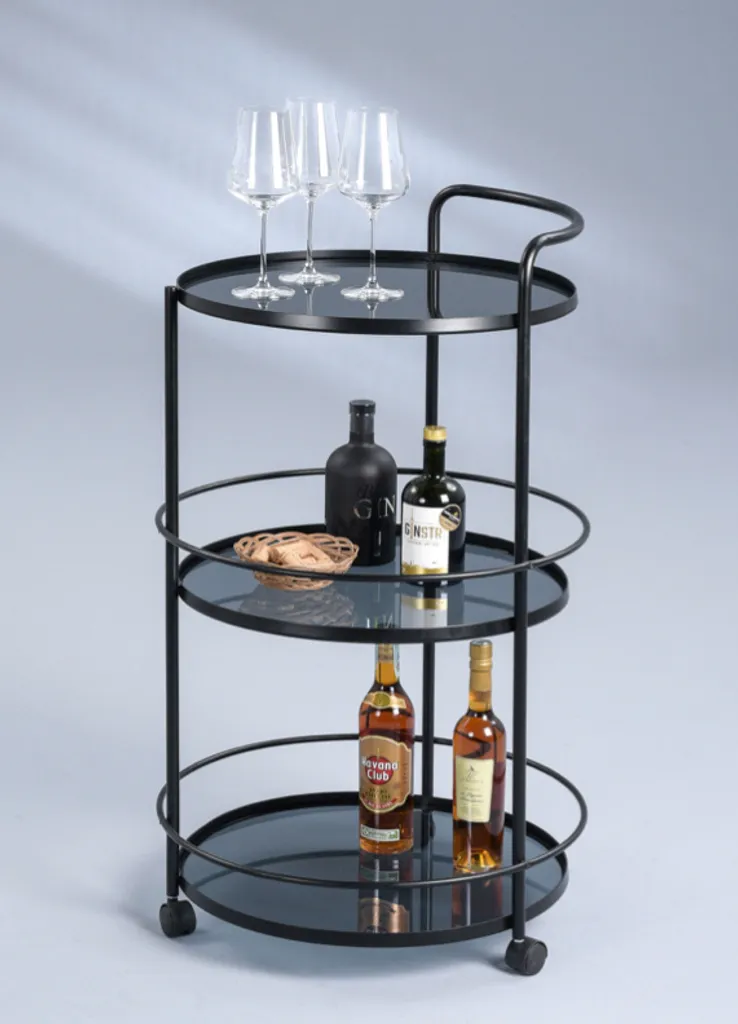 M2 Kollektion Beistellwagen Toledo - Metall, Glas - Auf Rollen - D=50cm – Bild 3