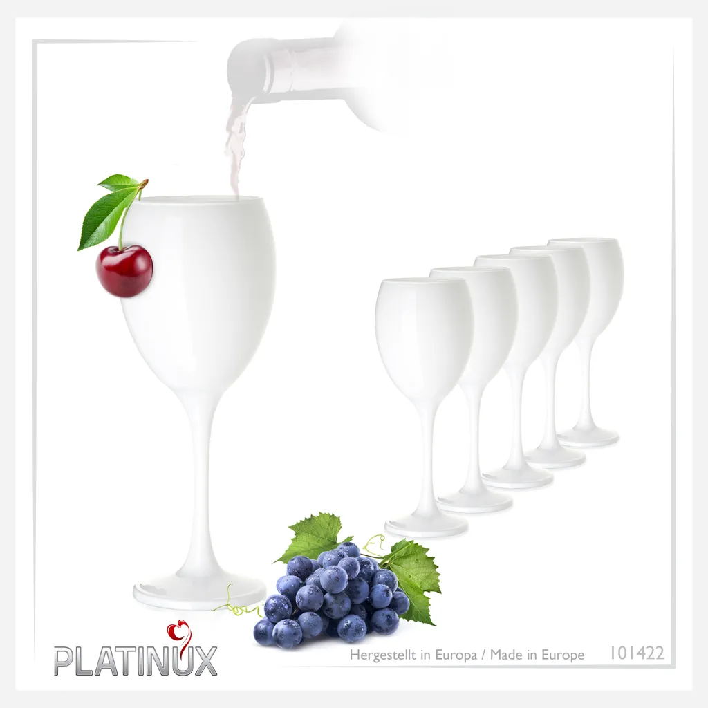 PLATINUX Weiße Weingläser Wasserglas Set 6 Teilig 130ml (max. 320ml) Aus Glas Massiv Weißweingläser Rotweingläser – Bild 9