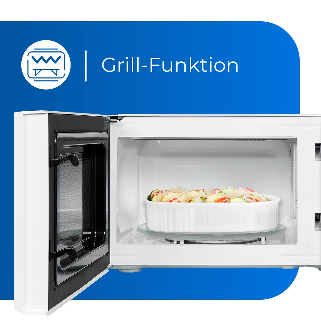 Exquisit Mikrowelle MW717-070G Weiss | 900 Watt | 5 Leistungsstufen | Weiß – Bild 5
