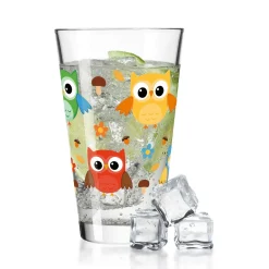 Gravurzeile Leonardo Wasserglas Mit UV-Druck "Eulen" - Für Kinder Im 360° Design