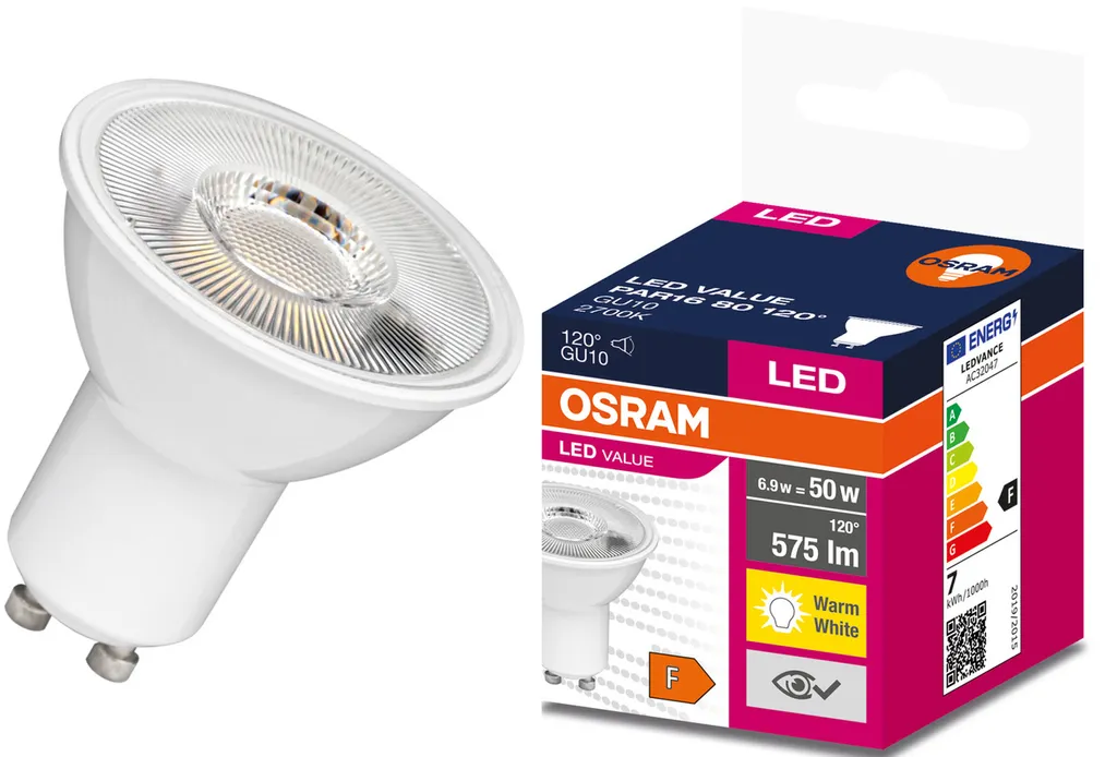 Leuchtmittel LED VALUE PAR16 Plastic 80 120° 6,9W 2700K GU10 Osram