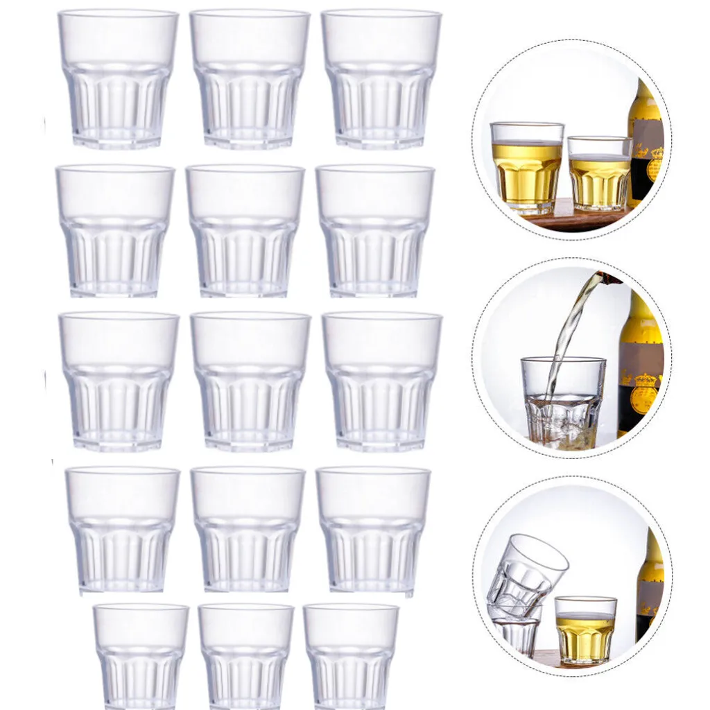 Redcoringe 15er 170ml Whiskytasse Set Weinverkoster Bierbecher Bar Klar Acryl-Whisky-Tassen Whiskyglas