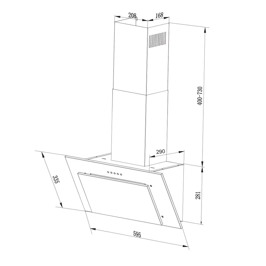 Dunstabzugshaube Schräghaube Kopffrei Weiß 60 Cm LED + Filter Umluftset Respekta – Bild 4