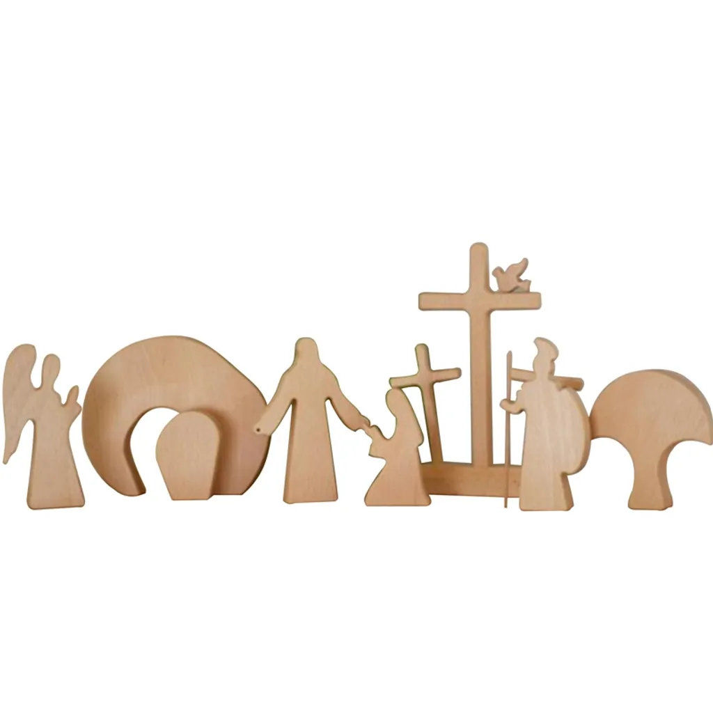 Stretoey Ostern Szene Hölzern Dekoration, Kreuzen Haus Dekoration Ornament Partydekoration Set – Bild 2