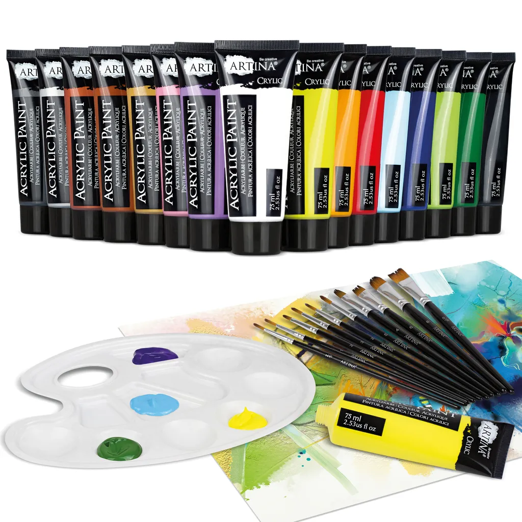 Artina Acrylfarbenset Mit 4 Metallic Acrylfarben Bergamo (27tlg) – Bild 2
