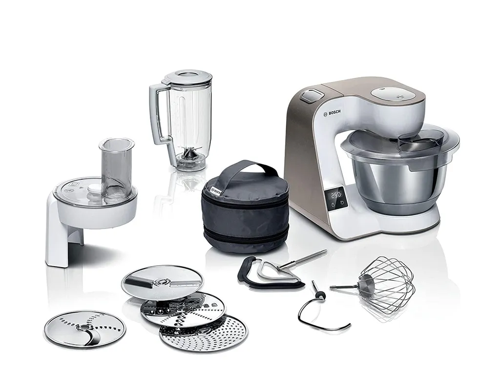 Bosch MUM5XW20 MUM 5 (champagne/weiß) Küchenmaschine, Rührschüssel, Knethaken, Flachrührer, Waage, Mixer-Aufsatz, Schneebesen – Bild 2