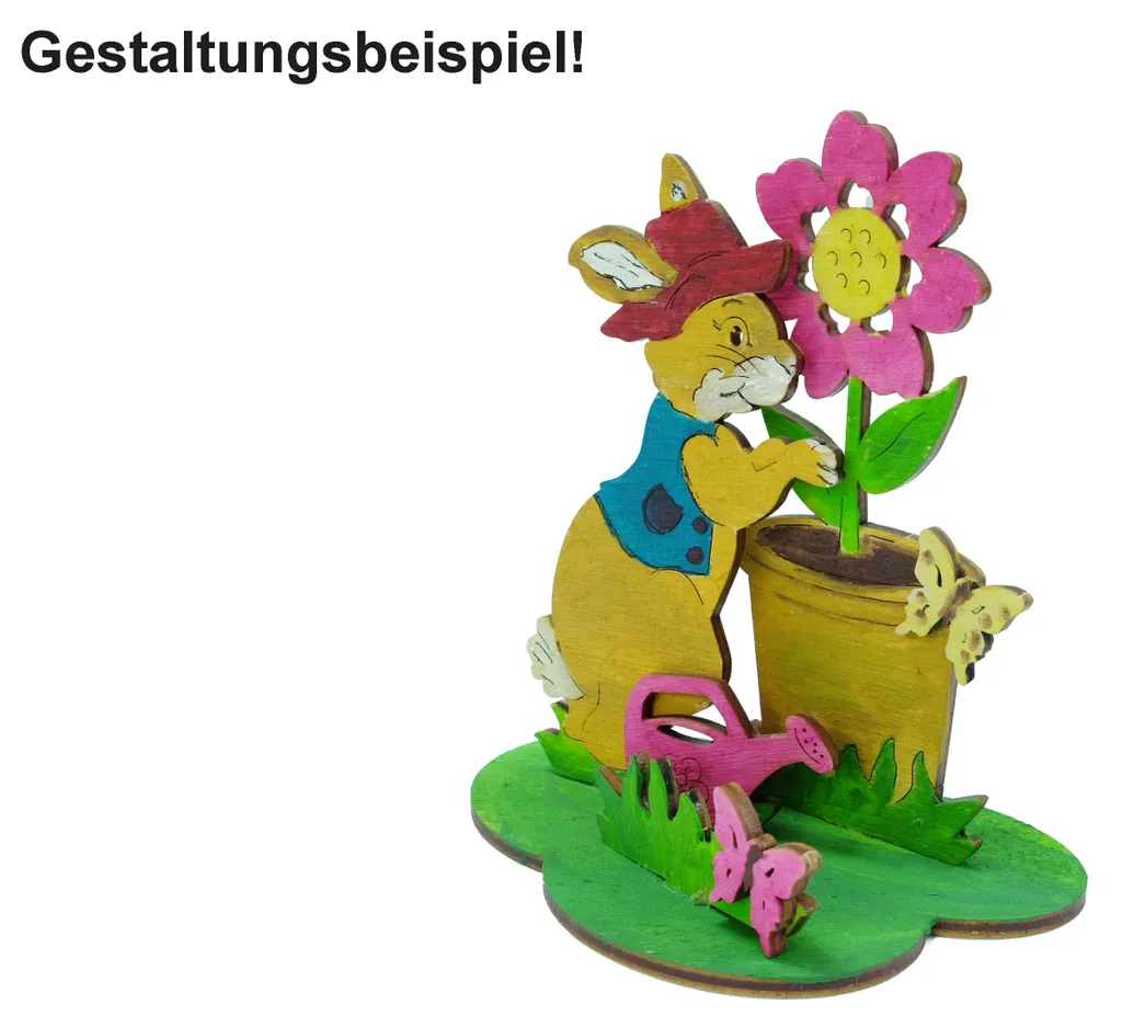 DeColibri Bastelset Basteln Kinder Erwachsene Holz Osterdeko "Hasenfamilie Gärtner" – Bild 5