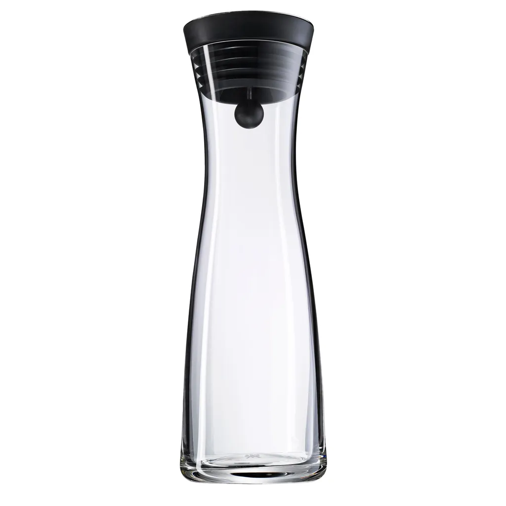WMF Basic Wasserkaraffe Aus Glas, 1 Liter, Glaskaraffe Mit Deckel, Silikondeckel, CloseUp-Verschluss